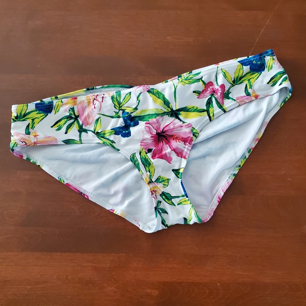 Smart & Sexy Swimwear Bikini Bottoms Womens Large Hibiscus Flowers Butterflies